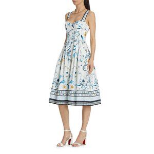 Marchesa Rosa Willow Cotton Celestial Midi Dress - 6 NWT